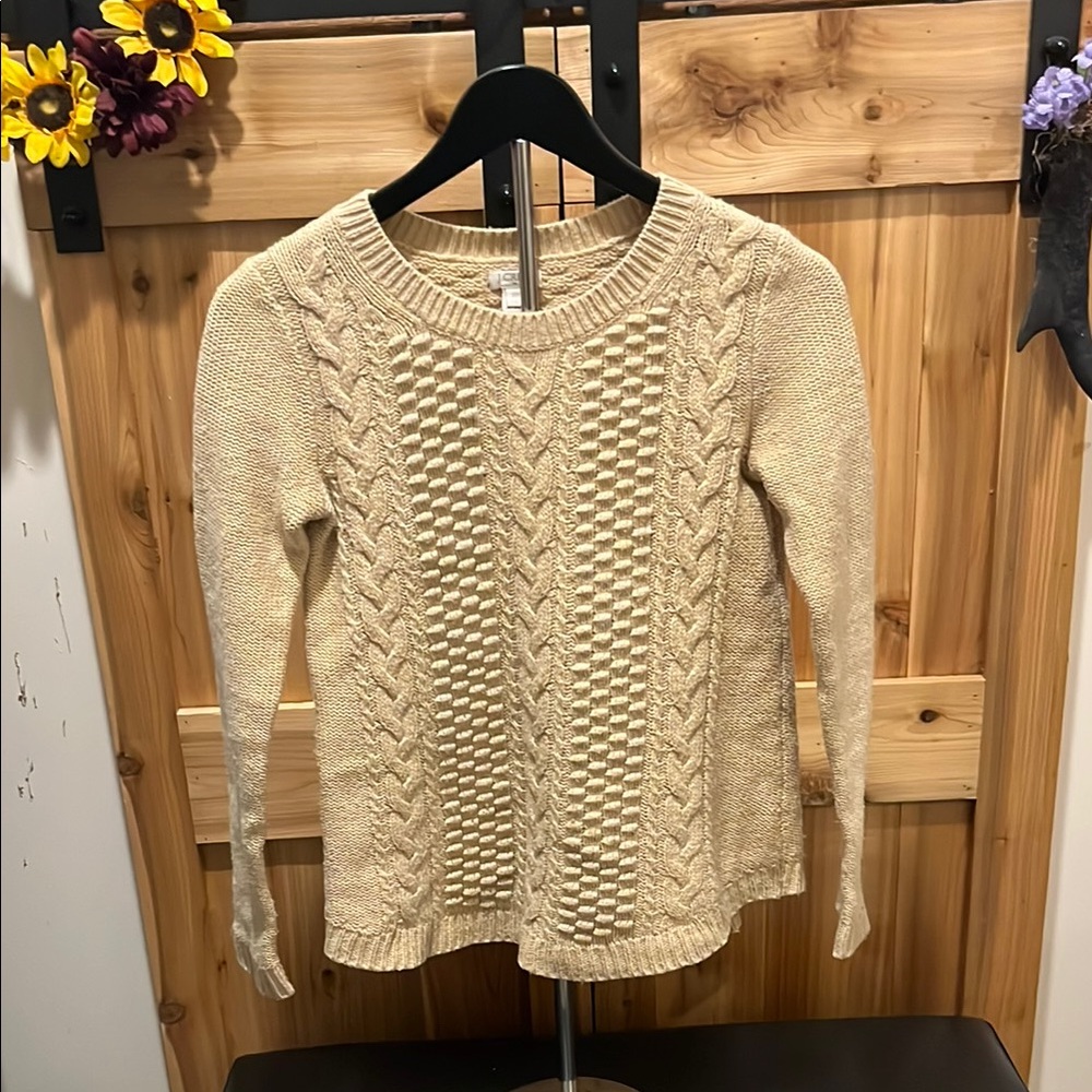 J. Crew Beige Cable Knit Sweater